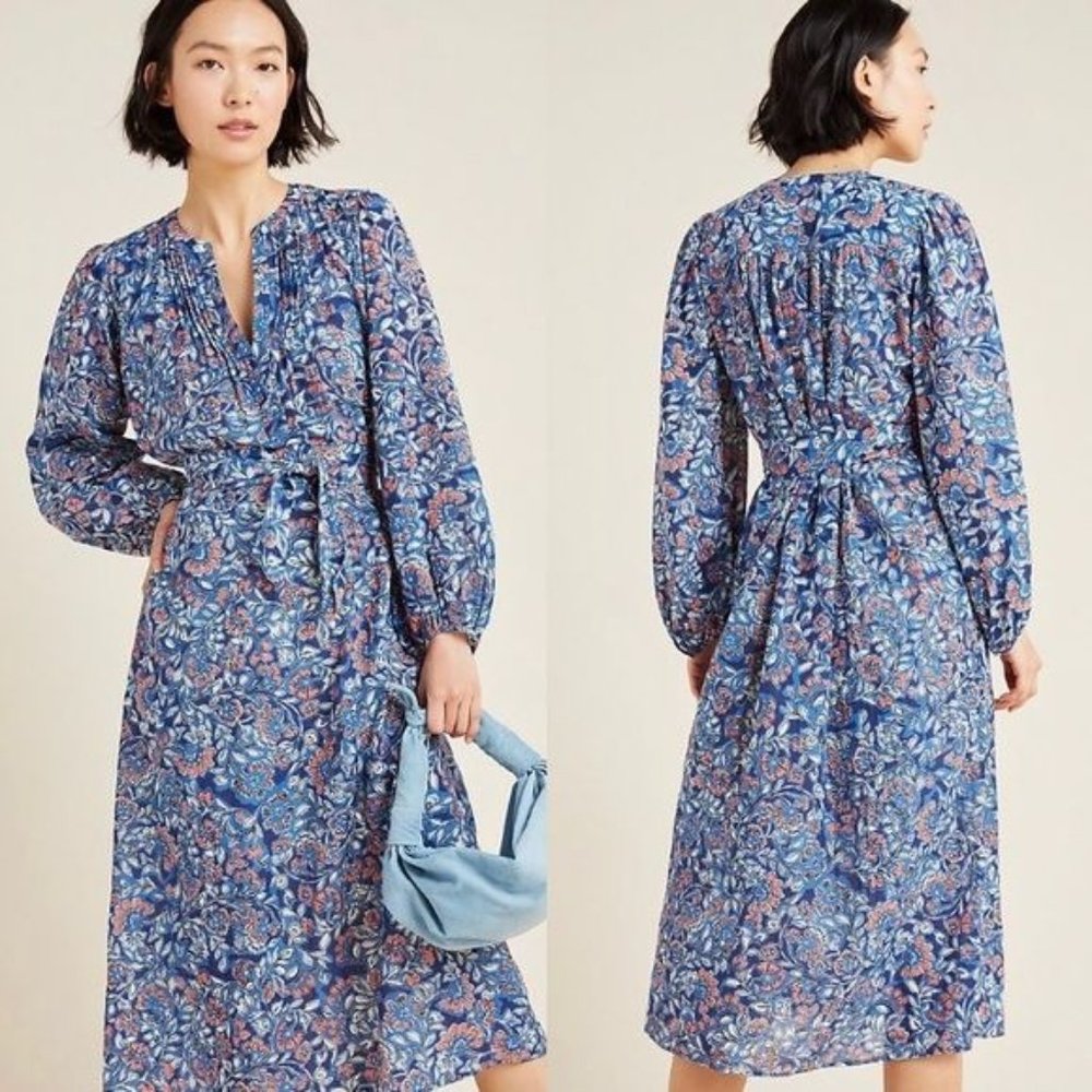 Anthropologie Velvet Beau Belted Midi Dress